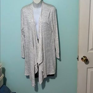 Women's Striped Long Sleeve Open Front Cardigan L